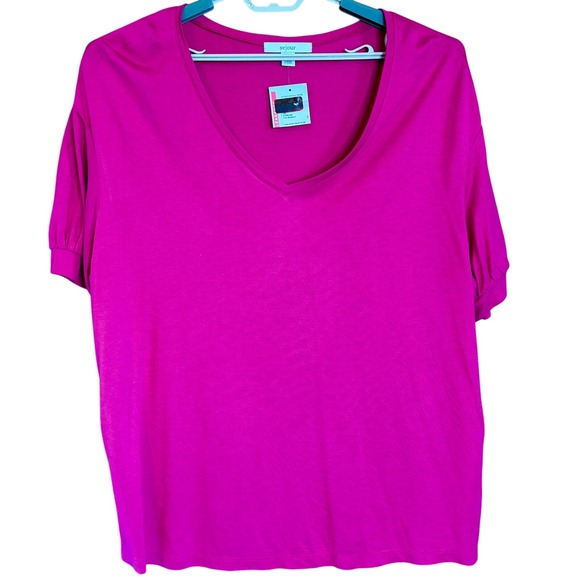 Sejour Women's 1X Pink V Neck Short Sleeve Top Nordstrom Rack - Picture 1 of 8